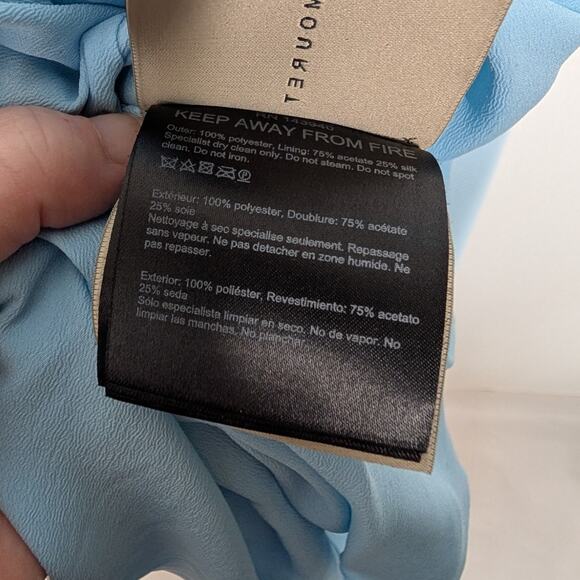 Roland Mouret Ballard Plisse Draped Gown Plunge Neckline Blue Dress Size 6 - Picture 10 of 14